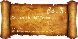 Csesznik Nándor névjegykártya